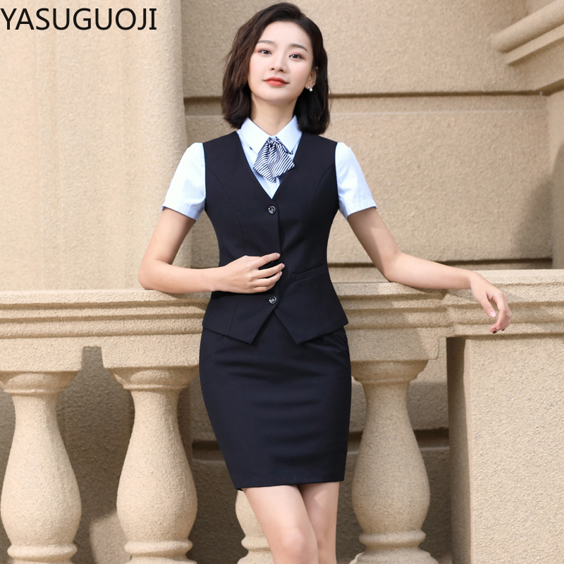 Women Formal Wear Vest - YASUGUOJI Elegant แฟชั่นผู้หญิงเสื้อกั๊กทำงาน Slim V คอสำนักงานอย่างเป็นทางการสุภาพสตรี