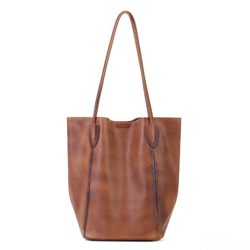 Structured Handbag Work - กระเป๋าสะพายไหล่สำหรับผู้หญิงสไตล์วินเทจสำหรับใช้งานในชีวิตประจำวัน ทำจากหนังแท้ฟอกฝาด โครงสร้างแข็งแรง ภายในกว้างขวาง กระเป๋าถือหรูหรา