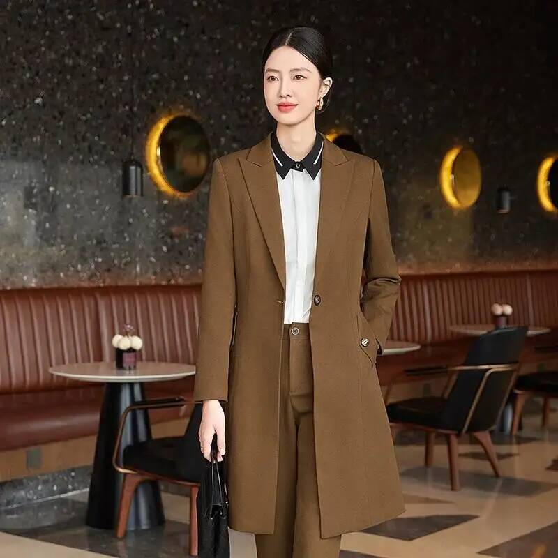 Women Formal Wear Interview - เสื้อผ้าคุณภาพสูงสำหรับฤดูใบไม้ร่วงและฤดูหนาว สไตล์ทางการ สง่างาม ความยาวปานกลาง แบบเสื้อกันลม เหมาะสำหรับใส่ทำงานในออฟฟิศ