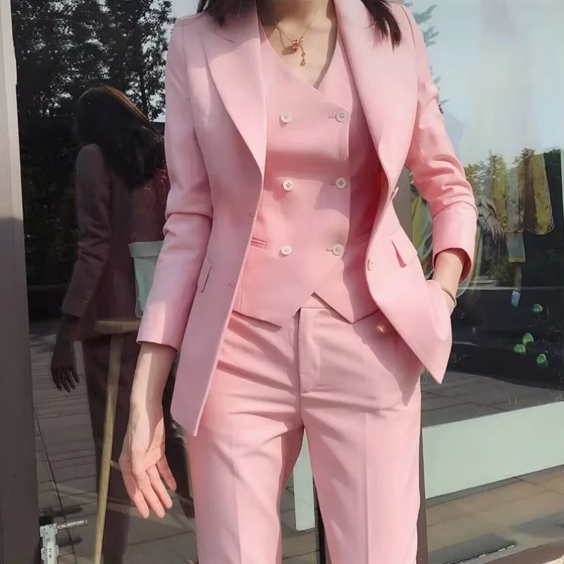 Women Formal Wear Vest - ชุดสูทผู้หญิงแฟชั่นหรูหรา 3 ชิ้น ทรงเข้ารูป สไตล์ทางการ ตัดเย็บตามสั่ง