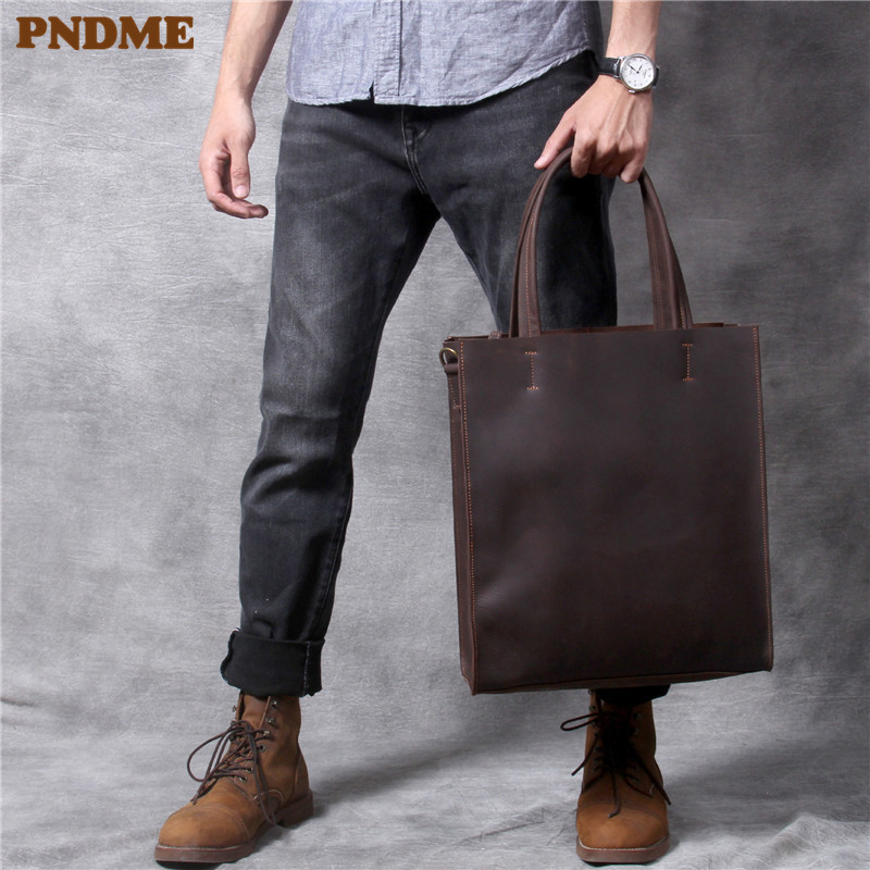 Vintage ของแท้หนังผู้ชาย Tote  - Structured Handbag Work บทวิจารณ์และราคา