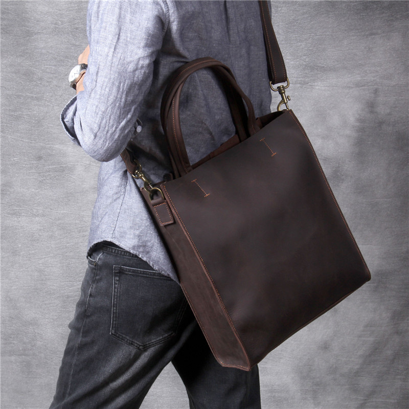 Vintage ของแท้หนังผู้ชาย Tote  - Structured Handbag Work บทวิจารณ์และราคา