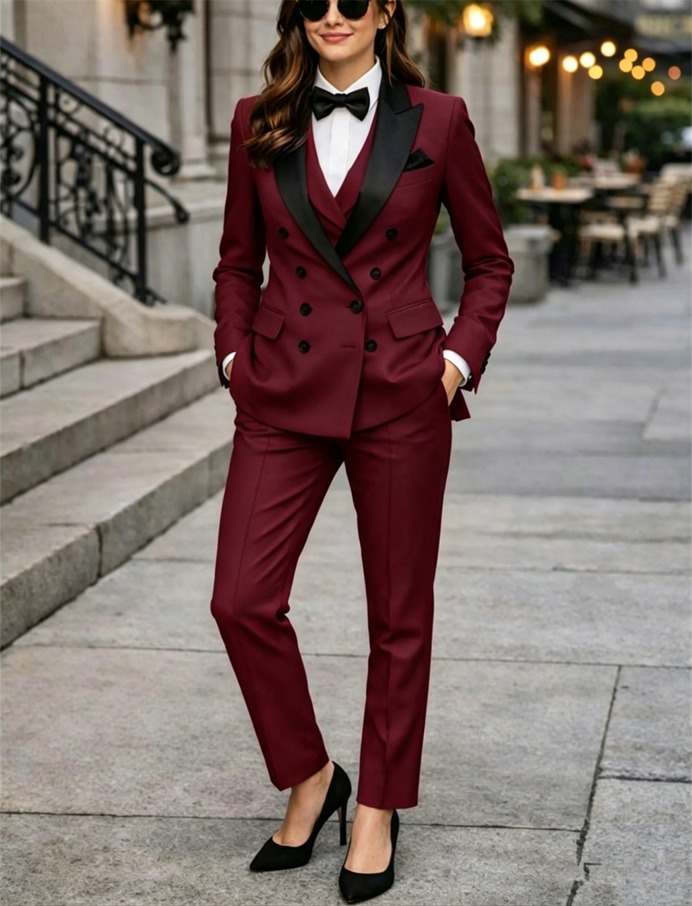 ชุดสูทผู้หญิงแบบกระดุมสองแถว 3 - Women Formal Wear Vest บทวิจารณ์และราคา