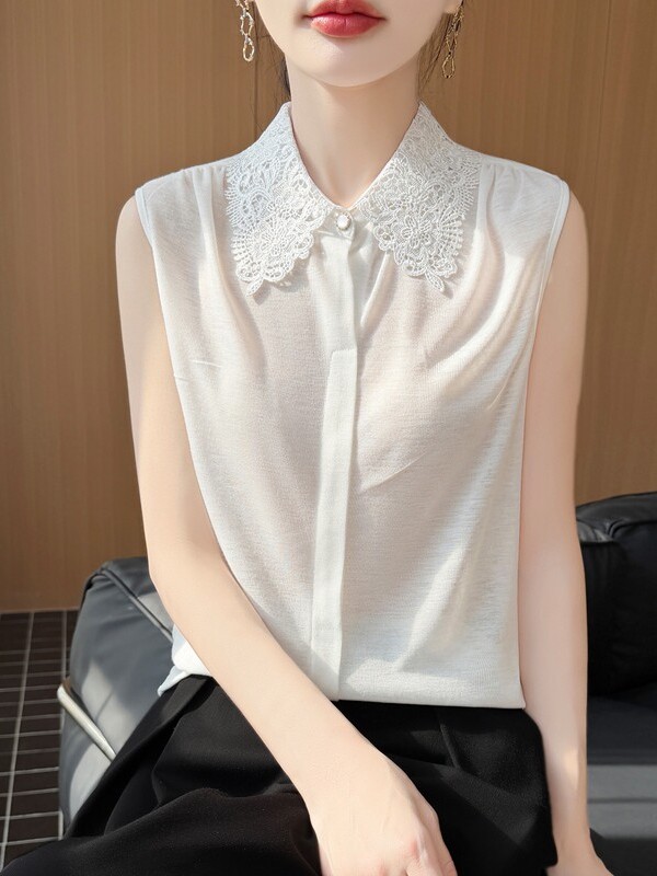 เสื้อถักไม่มีแขนแต่งลูกไม้สำหร - Women Formal Wear Vest บทวิจารณ์และราคา